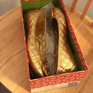 Size8.5 Tory Burch ballet metallic gold flats